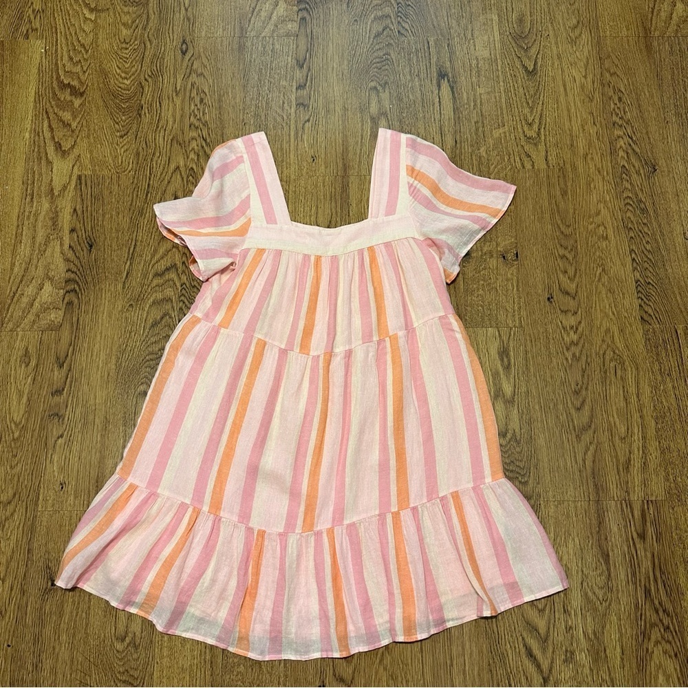 Rails multicolor striped short sleeve lined square neckline dress size small